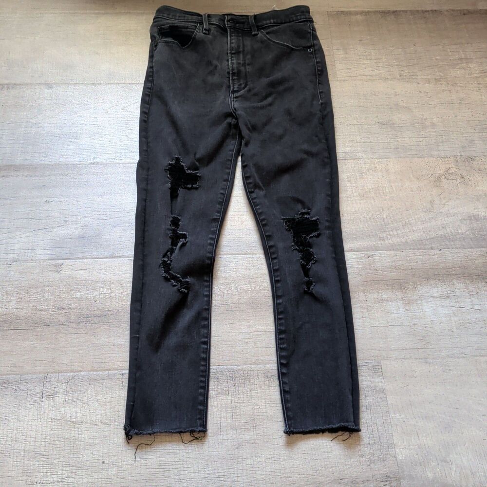Abercrombie & Fitch High Rise Black Distressed Women's Jeans